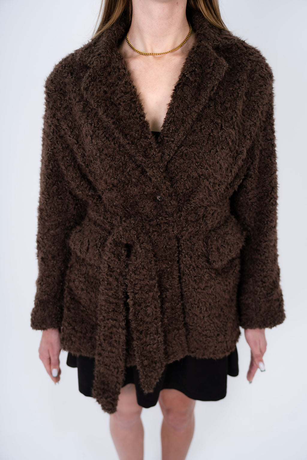 Oversized Fur Blazer with Belt