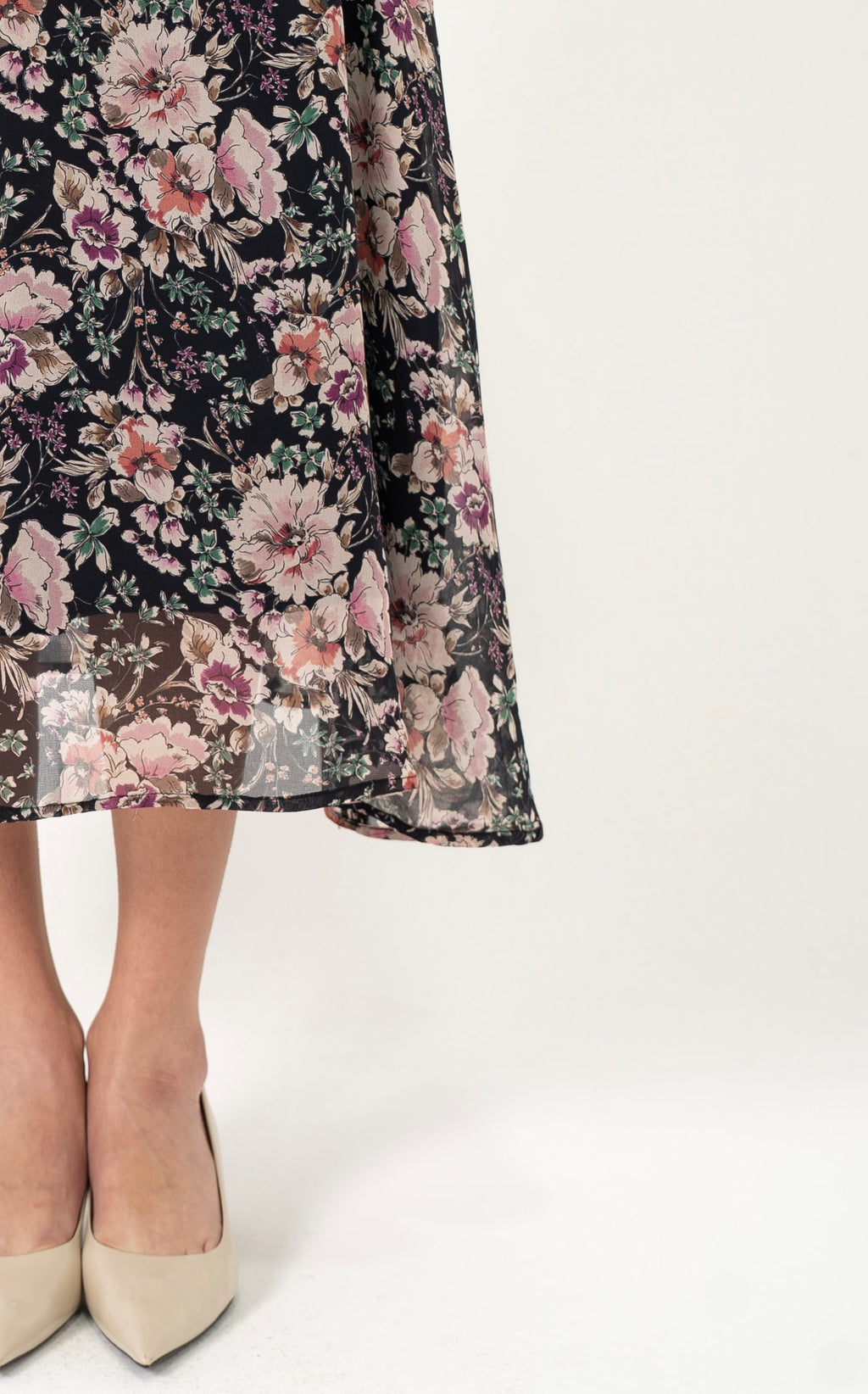 Floral Chiffon Midi Skirt