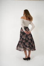Floral Chiffon Midi Skirt