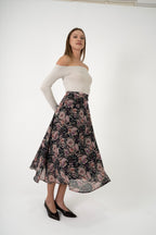 Floral Chiffon Midi Skirt