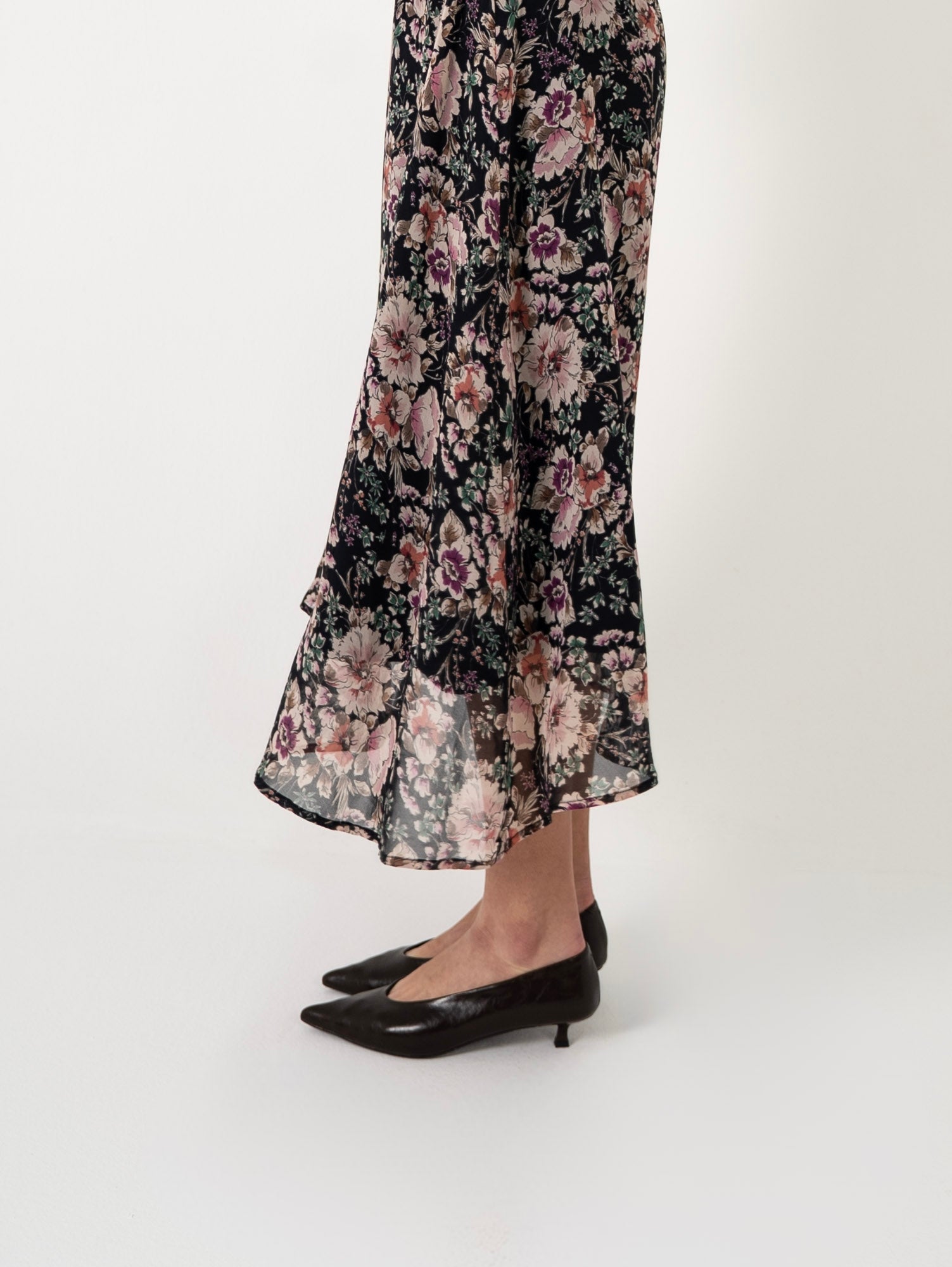 Floral Chiffon Midi Skirt