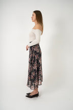 Floral Chiffon Midi Skirt