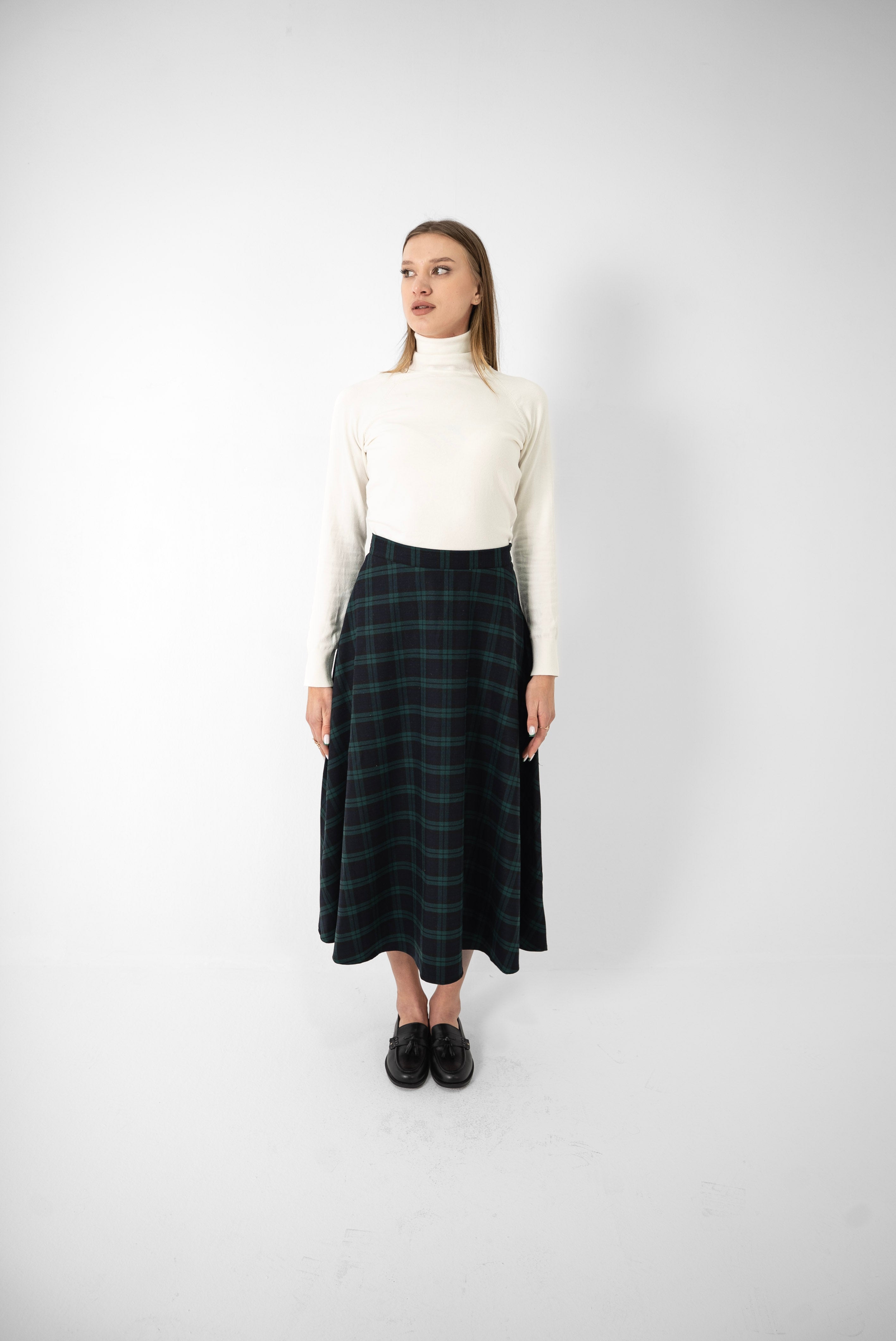 Plaid Midi Skirt