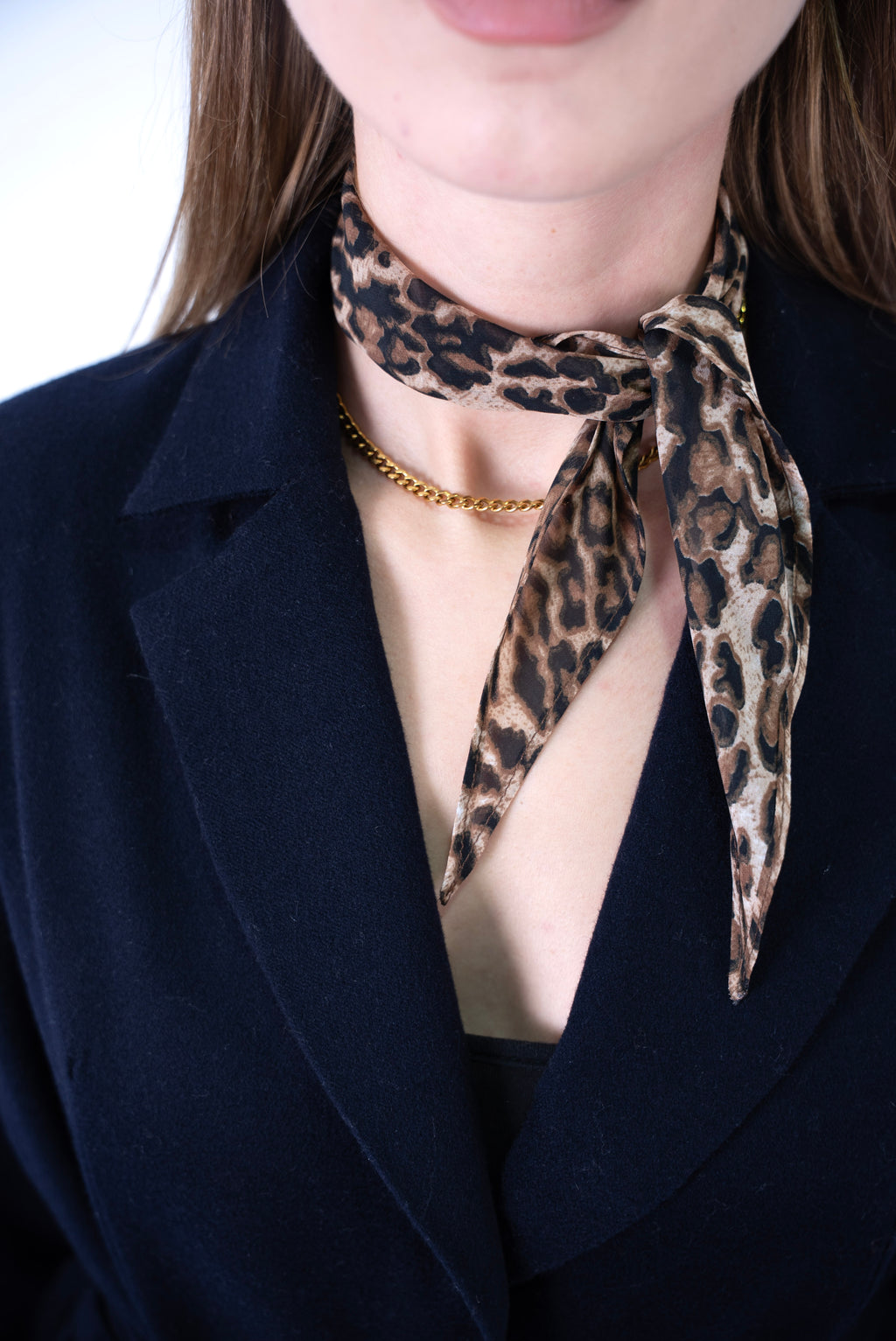Leopard Chiffon Mini Scarf