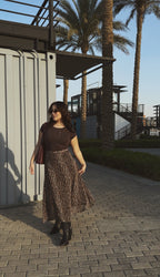 Leopard Chiffon Midi Skirt