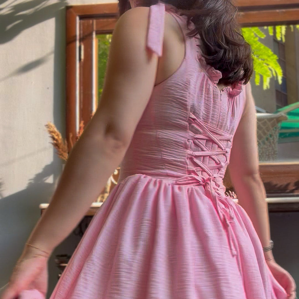 Linen-Blend Short Sundress