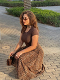Leopard Chiffon Midi Skirt